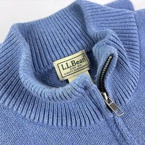 VTG LL Bean Full Zip Cardigan Sweater Mens XL Blue 100% Cotton Heavy Knit Outdrs